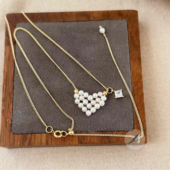 Heart Knitted Freshwater Pearl Necklace - Picture 2 of 6